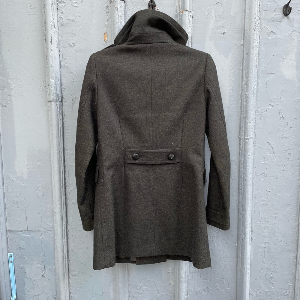 Burberry Brit Olive Green Wool Pea Coat, size 4
