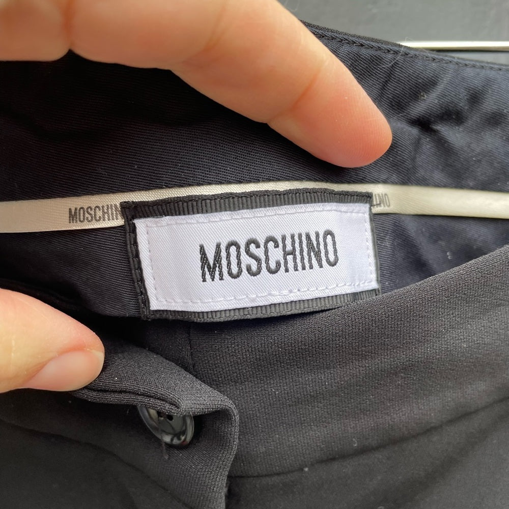 Moschino Black Slim Pants with Pearl Embellished Details, size 6