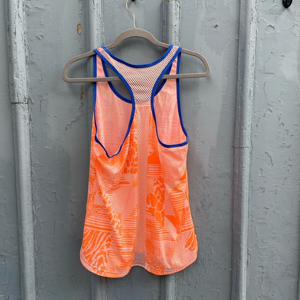 Adidas Orange printed Climalite Tank top, size M