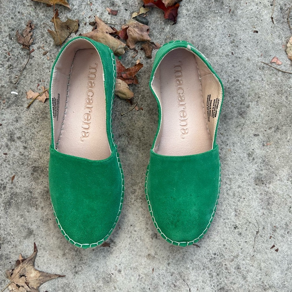 Macarena Suede Espadrille Flats, size 38 (7.5)
