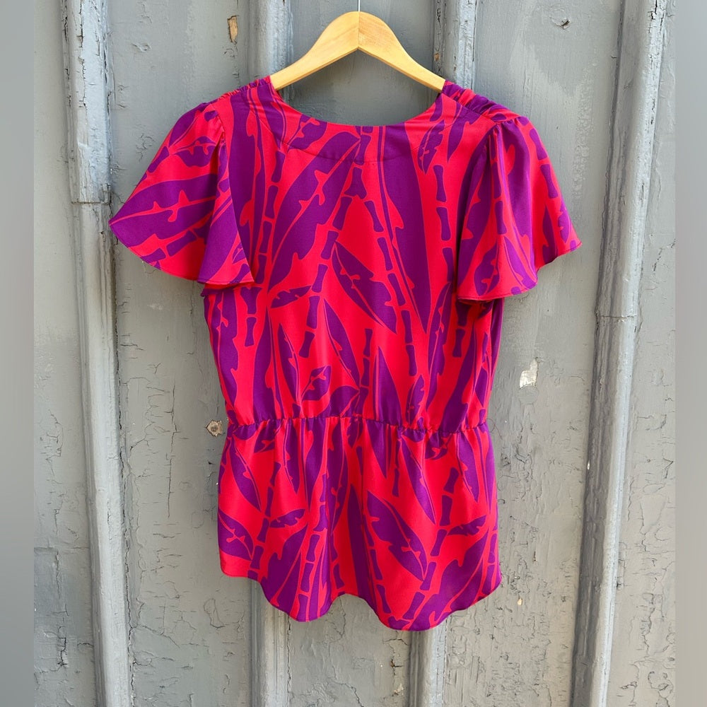 Amanda Uprichard Faux Wrap front Silk Blouse, size M