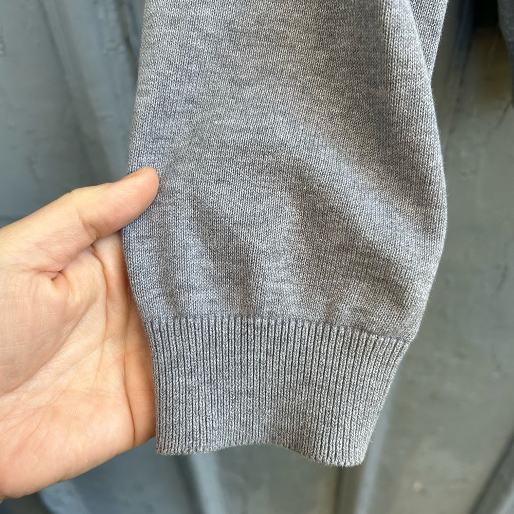 Okaidi Grey Cotton Elbow Patch Cardigan Sweater, size 14