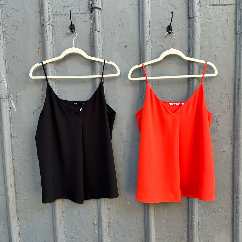 Uniqlo Bundle x 2 Drape Camisole, BNWT, Orange/Black, size XL