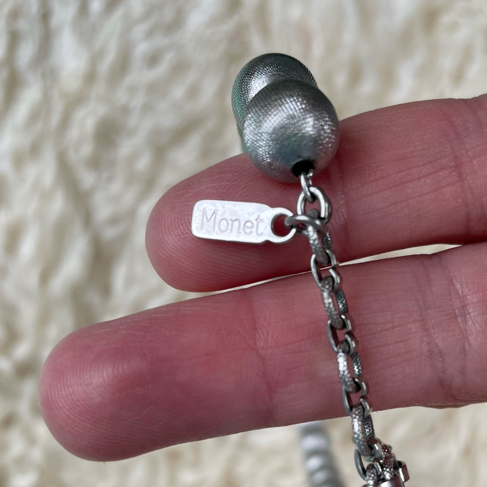 Monet Vintage Silver Beaded necklace