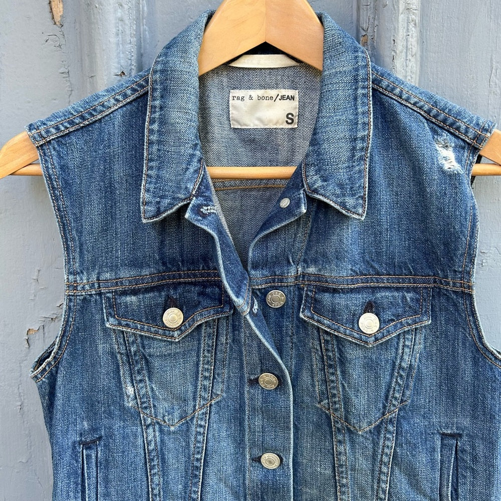 Rag and Bone Burney Denim Vest, Small