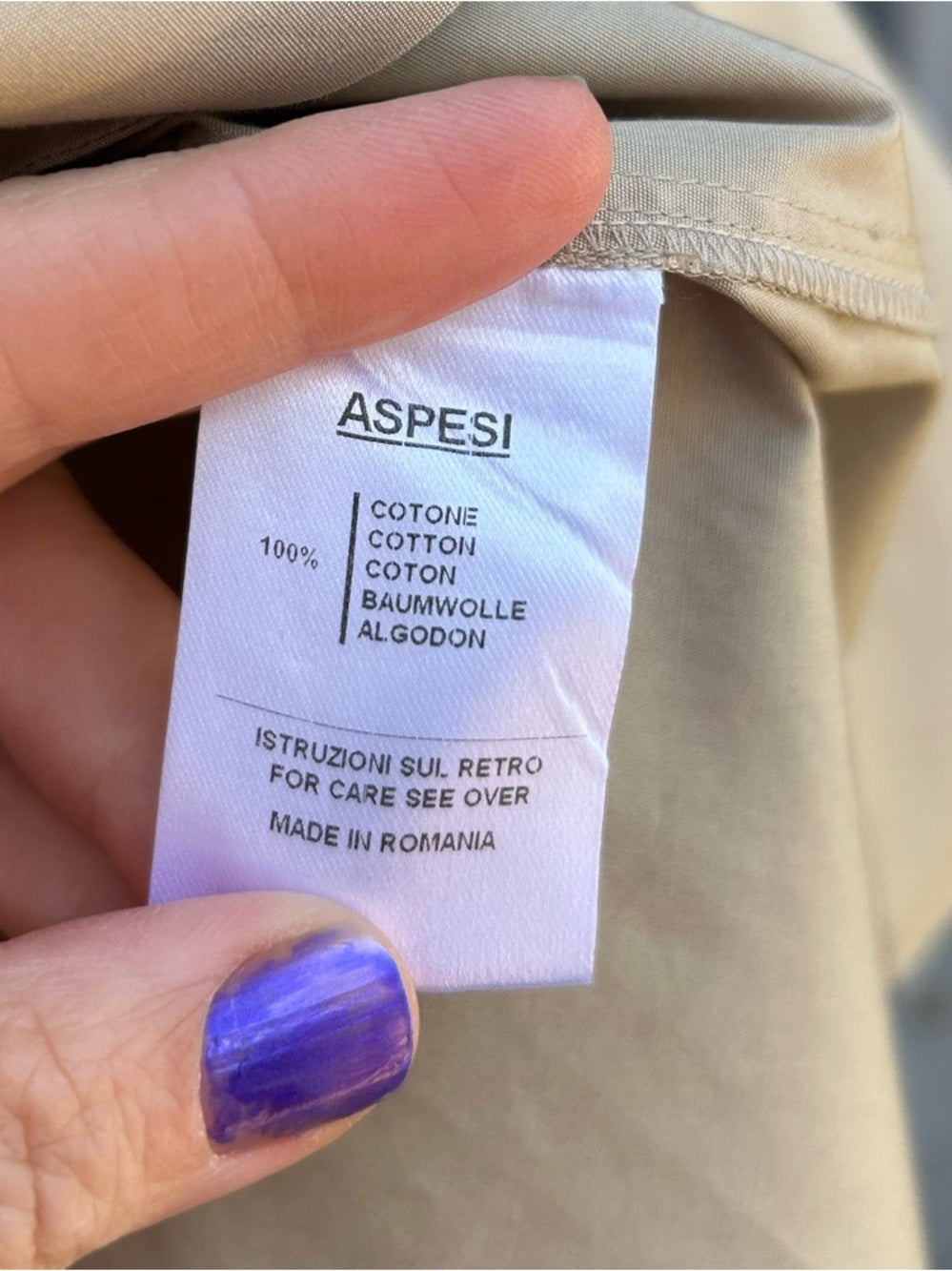 Aspesi Cotton Poplin fit & flare taupe shirt dress, size 38 (US 6/8)