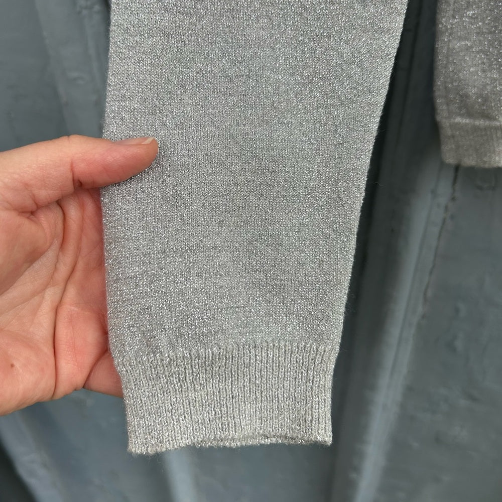 Banana Republic silver metallic merino sweater, size M