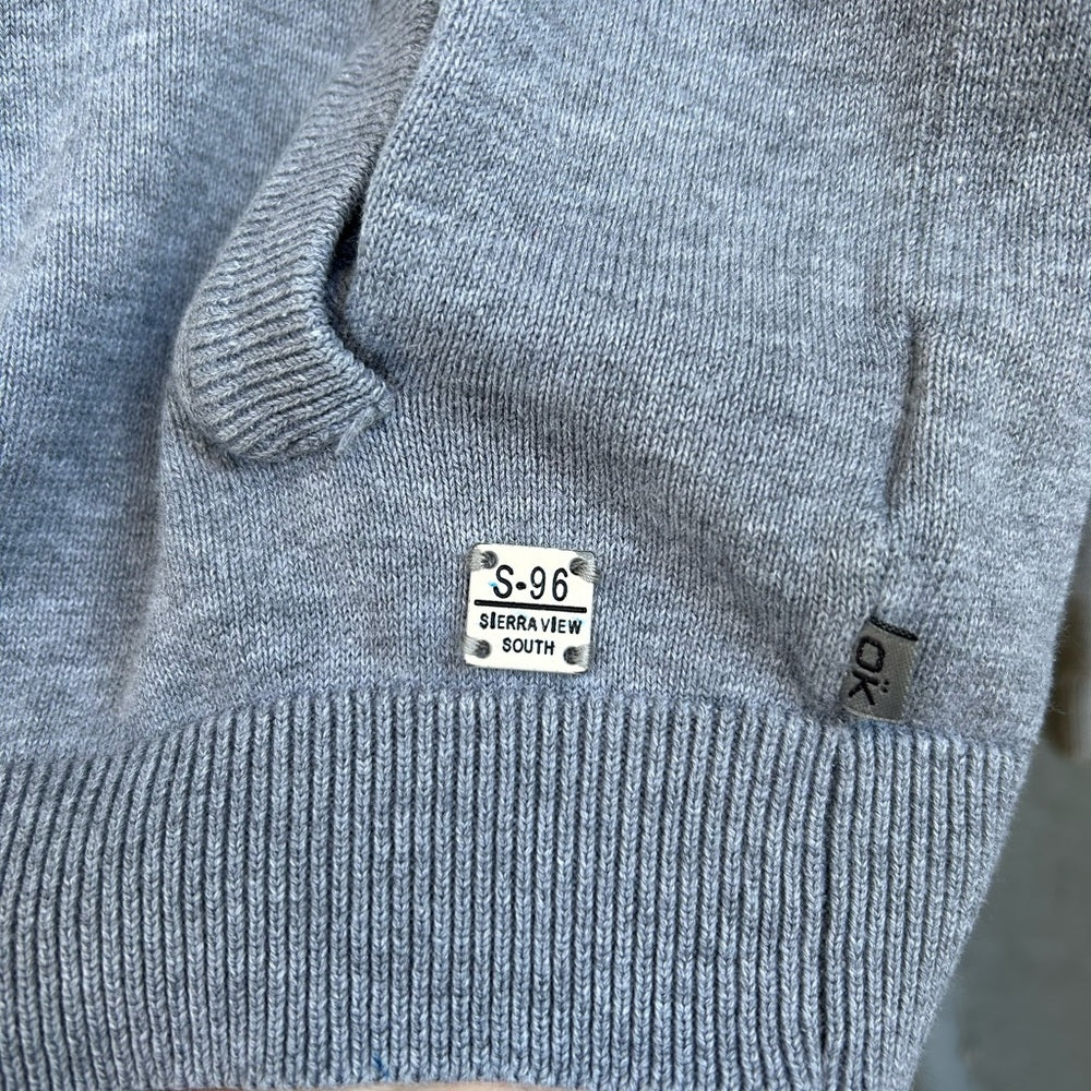 Okaidi Grey Cotton Elbow Patch Cardigan Sweater, size 14