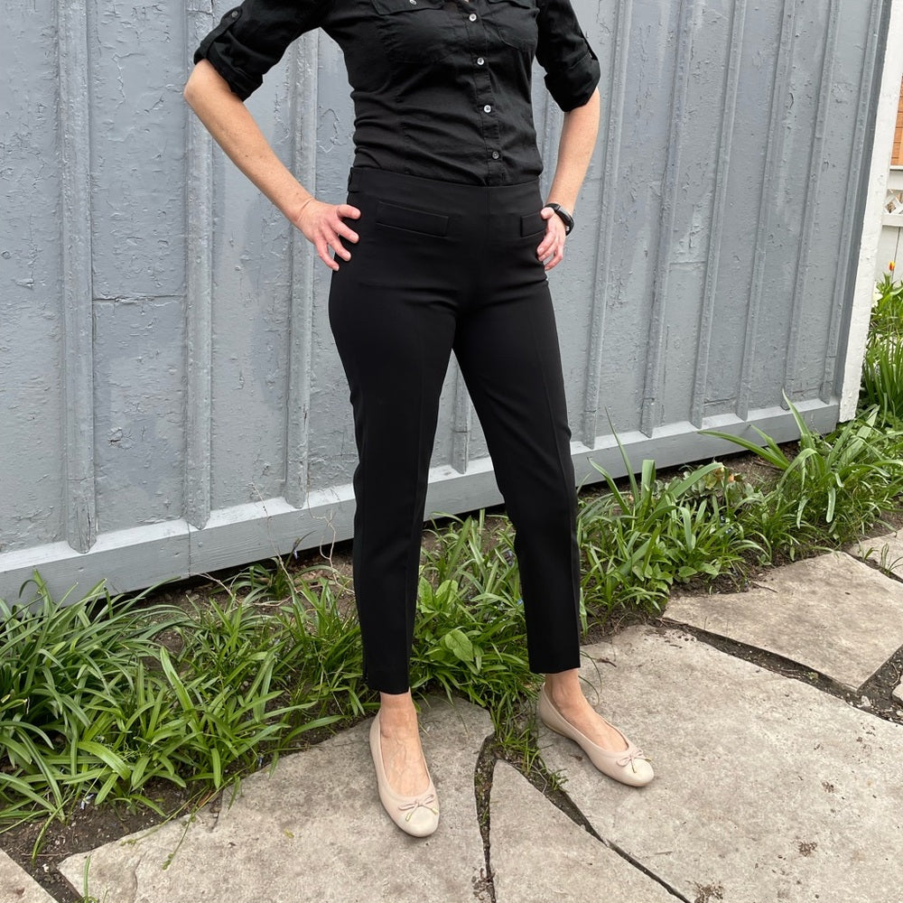 Moschino Cropped Black Flat Front Trousers, Size 6