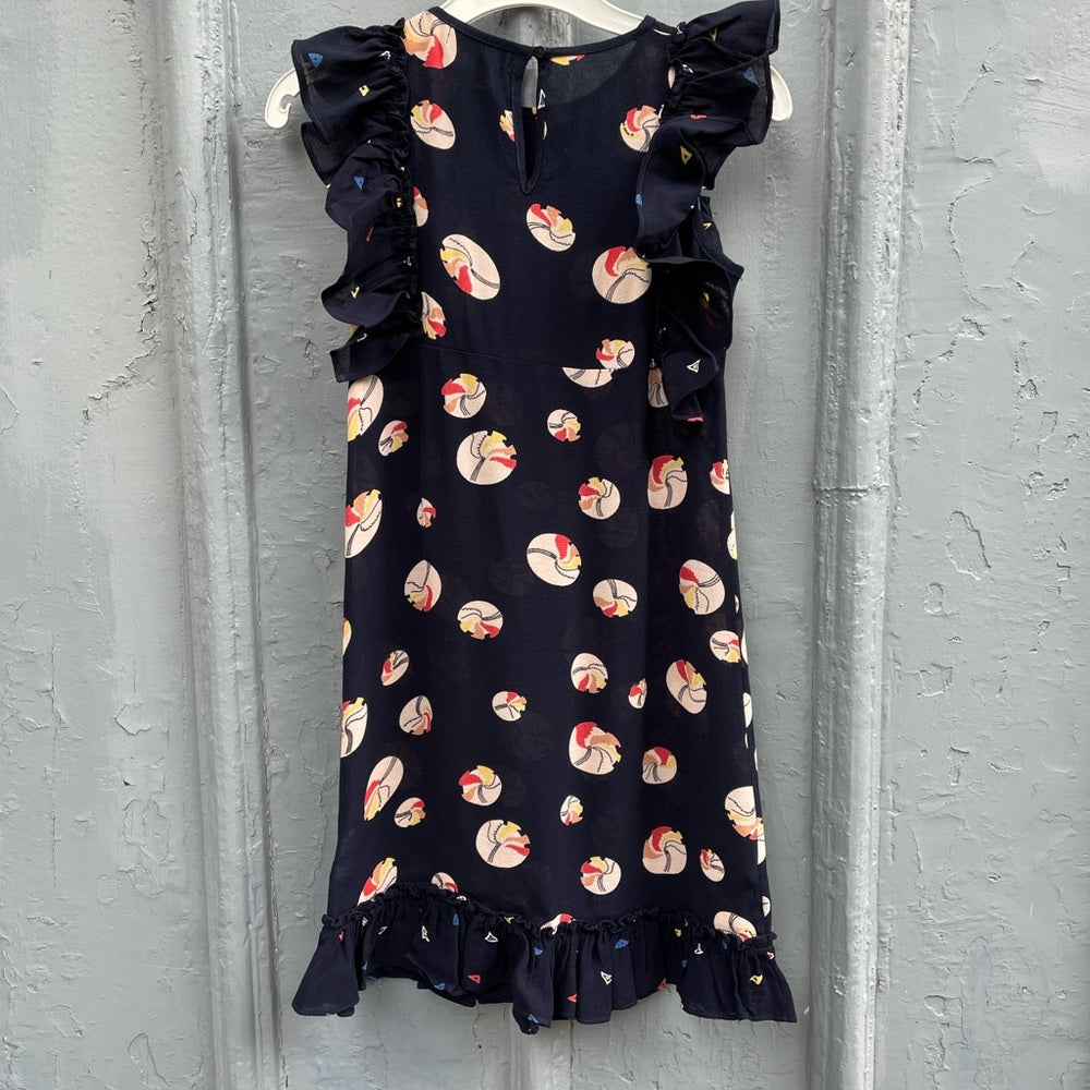 Stella McCartney Kids crepe navy frill dress, Size 6