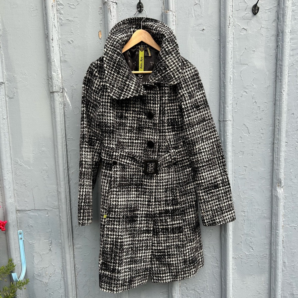 SOIA & KYO Houndstooth Wool Coat, Size XL