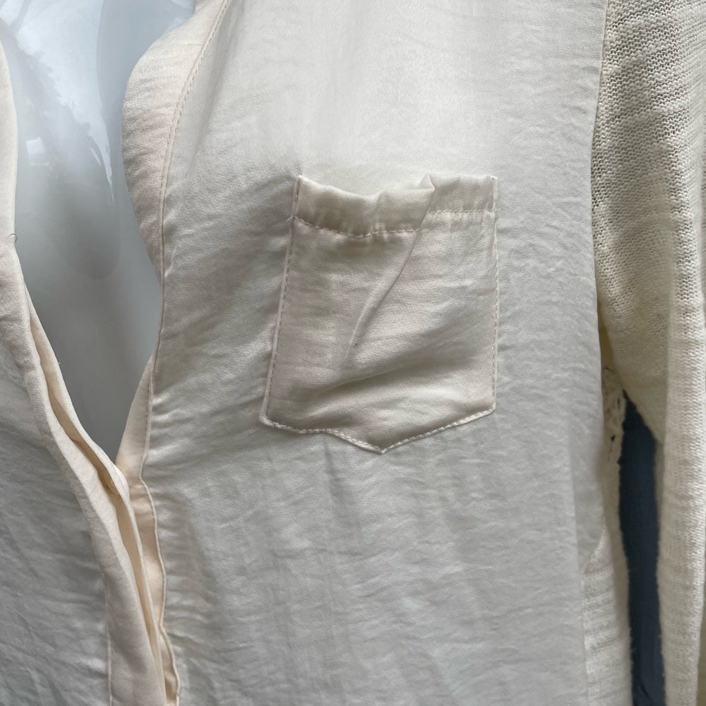 KNITTED & KNOTTED cream Crochet back Verso top XS