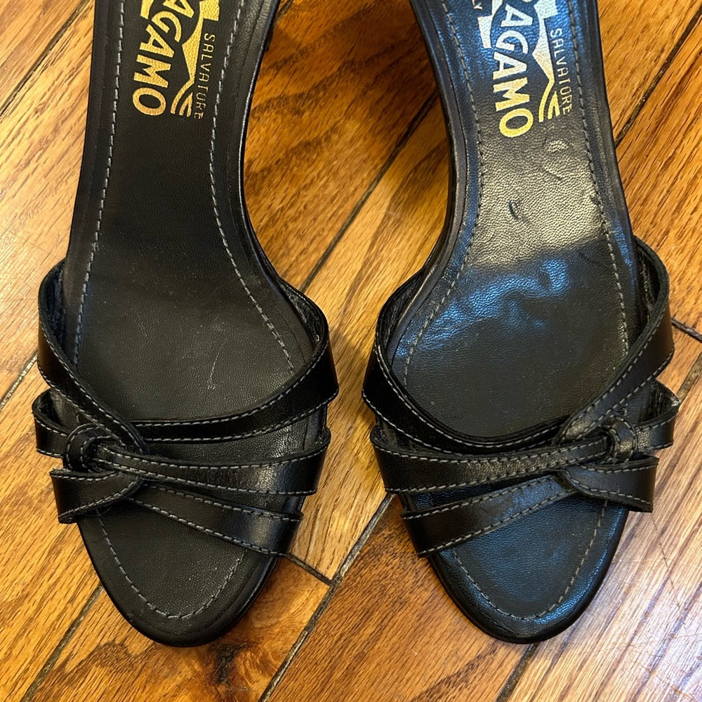Salvatore Ferragamo Strappy Kitten Heel Sandals, size 8