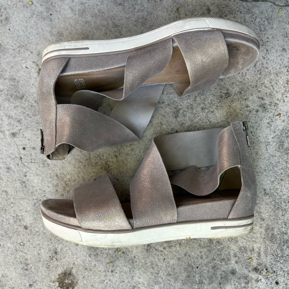 Eileen Fisher Sport Metallic Suede Sneaker Sandal, size 9