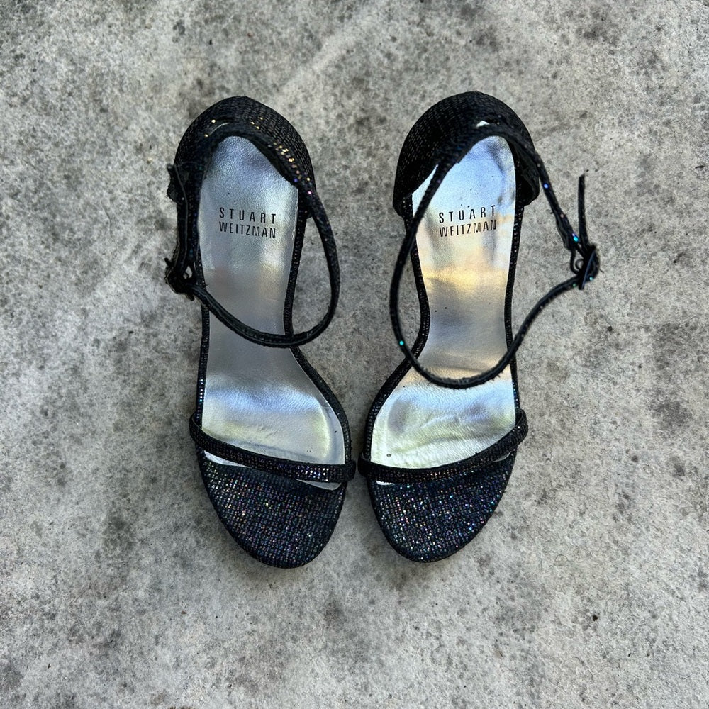 Stuart Weitzman Nudistong Glitter Heel, size 7.5