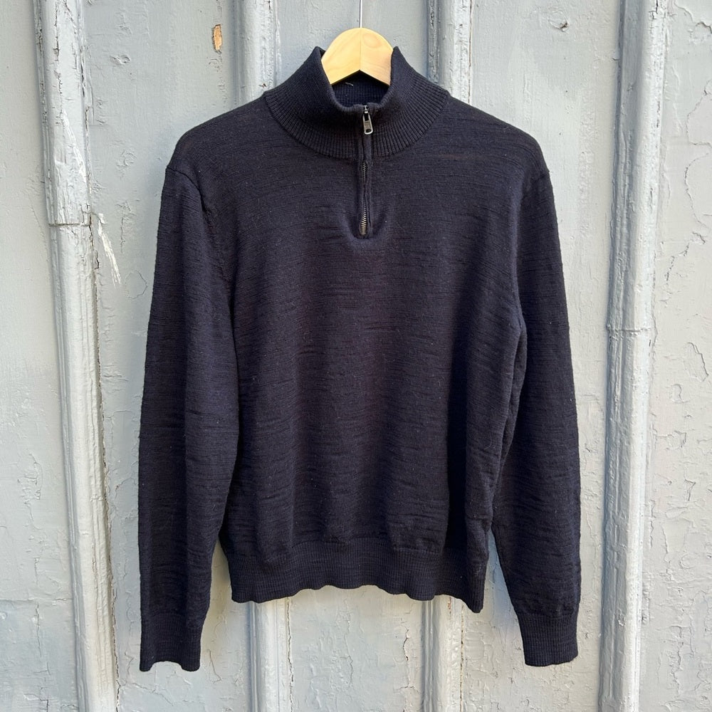 Gap Navy 1/4 zip Slub Merino Sweater, size L