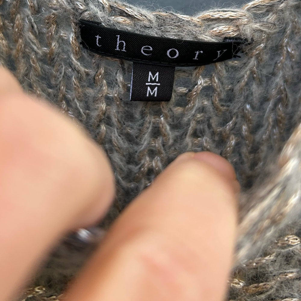 Theory Davini Zebra open knit sweater, size M