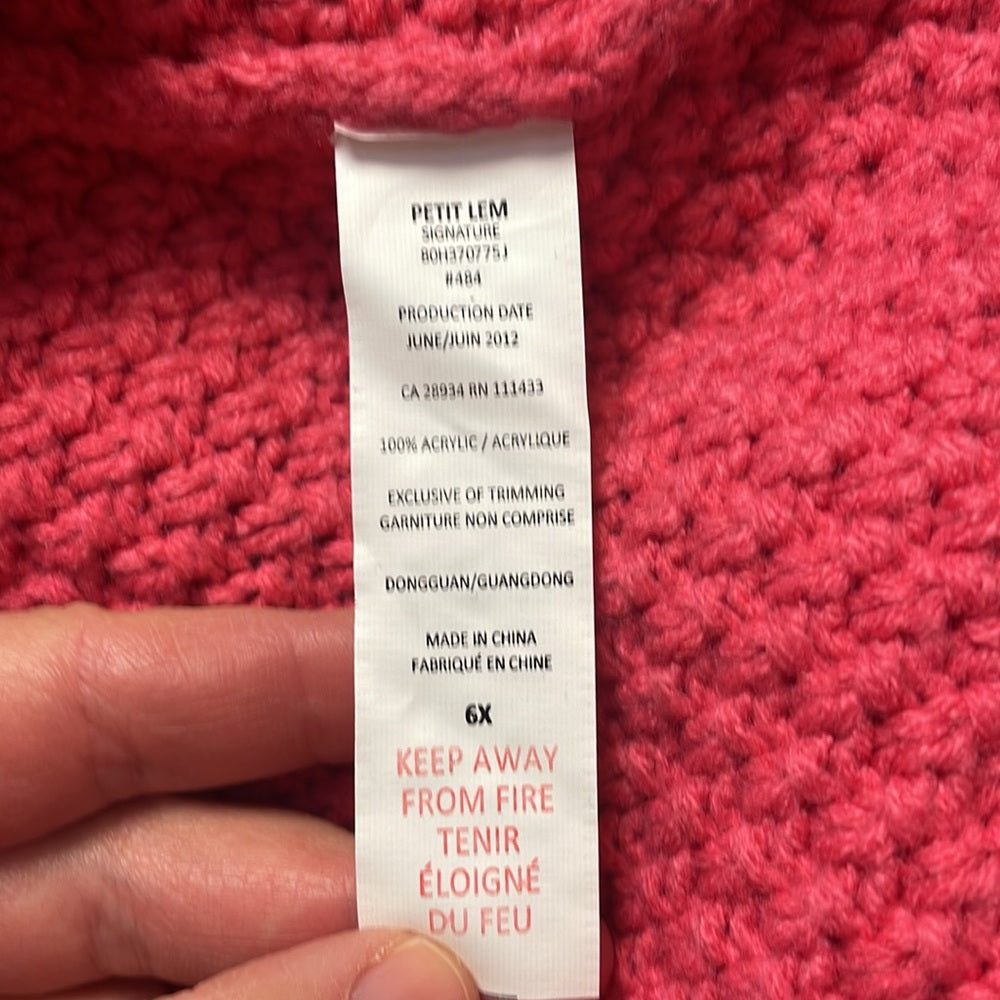 Petit Lem Pink Cable Knit Granny Cardigan, size 6