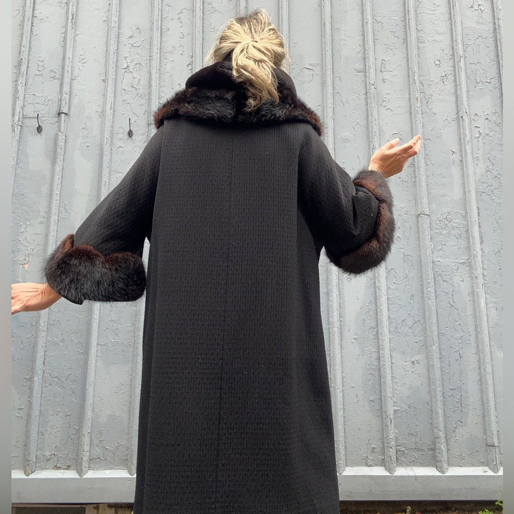 Vintage 1950’s fur trimmed Evening Coat, size Large