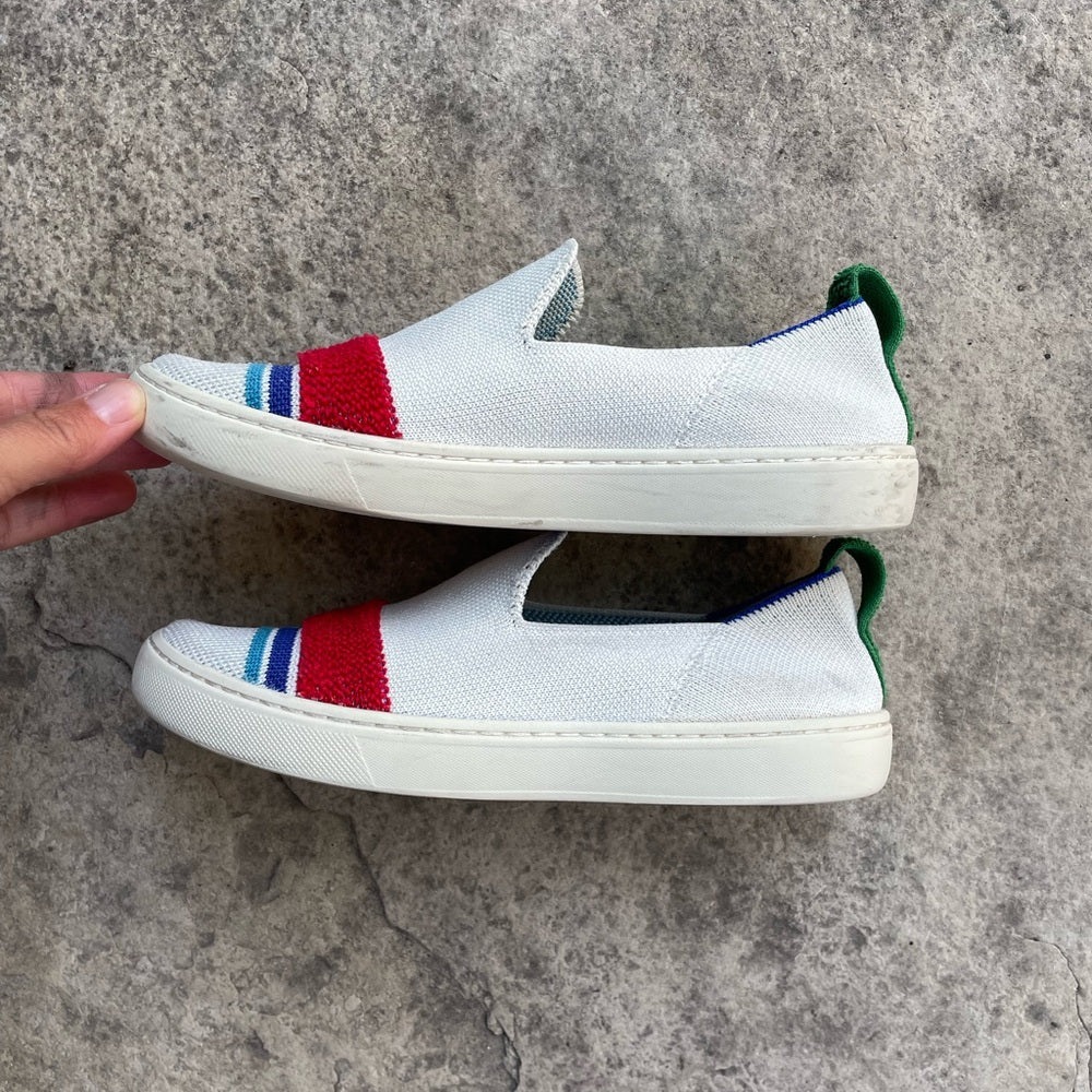 Rothys Lollipop Terry Stripe Kids Slip on Sneaker, size Y3