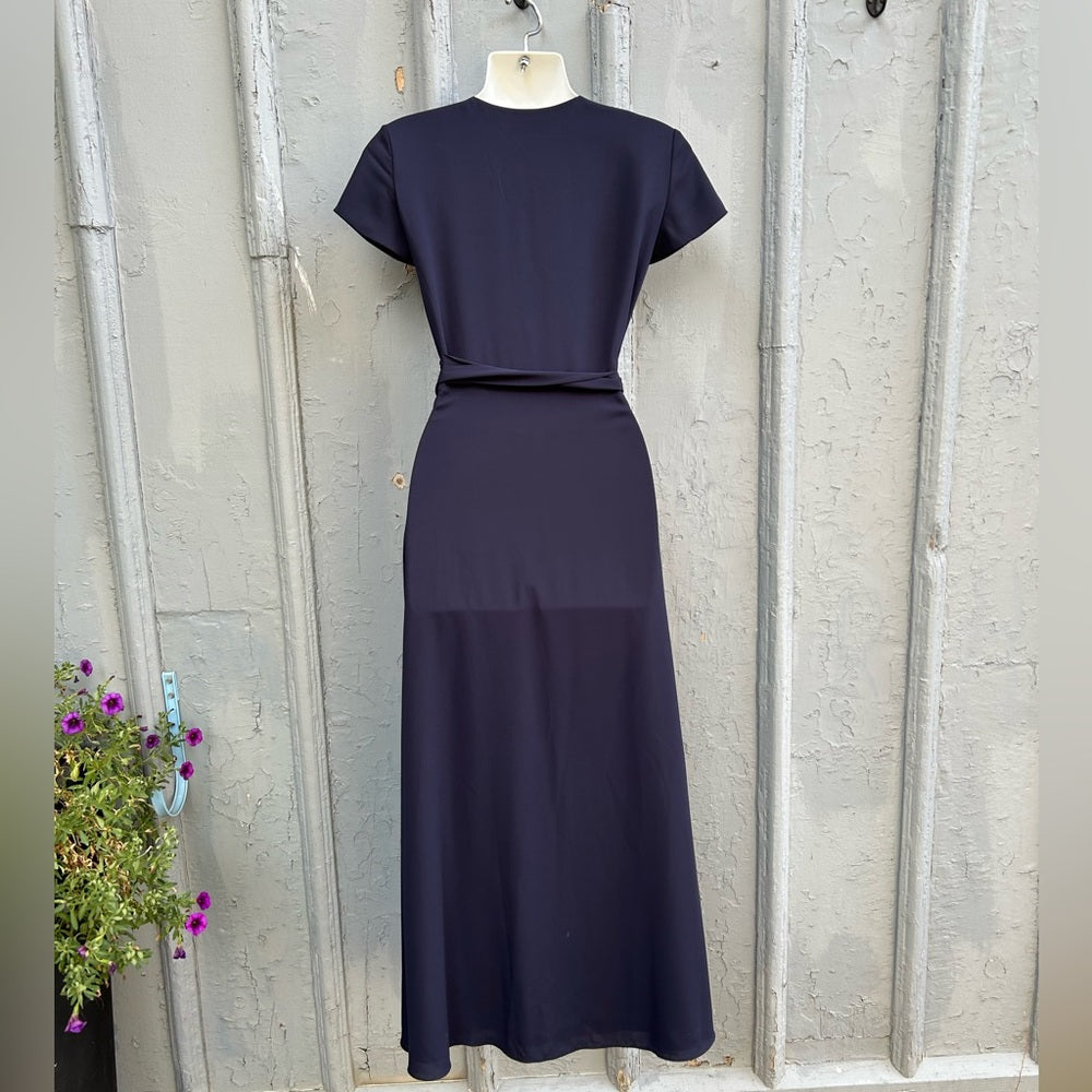 Aritzia Slit Wrap Navy Dress, size XXS