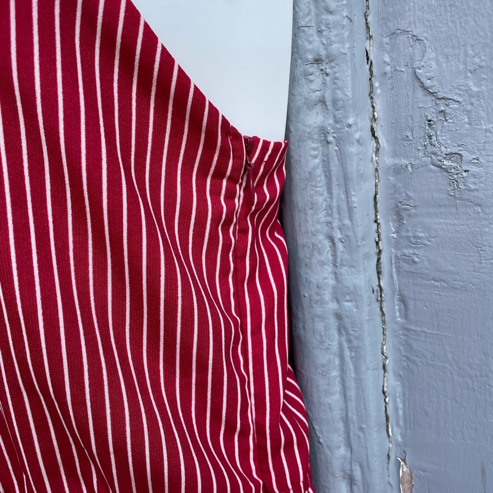 Hilary Macmillan Red Pin Stripe Jumpsuit Romper, size XS