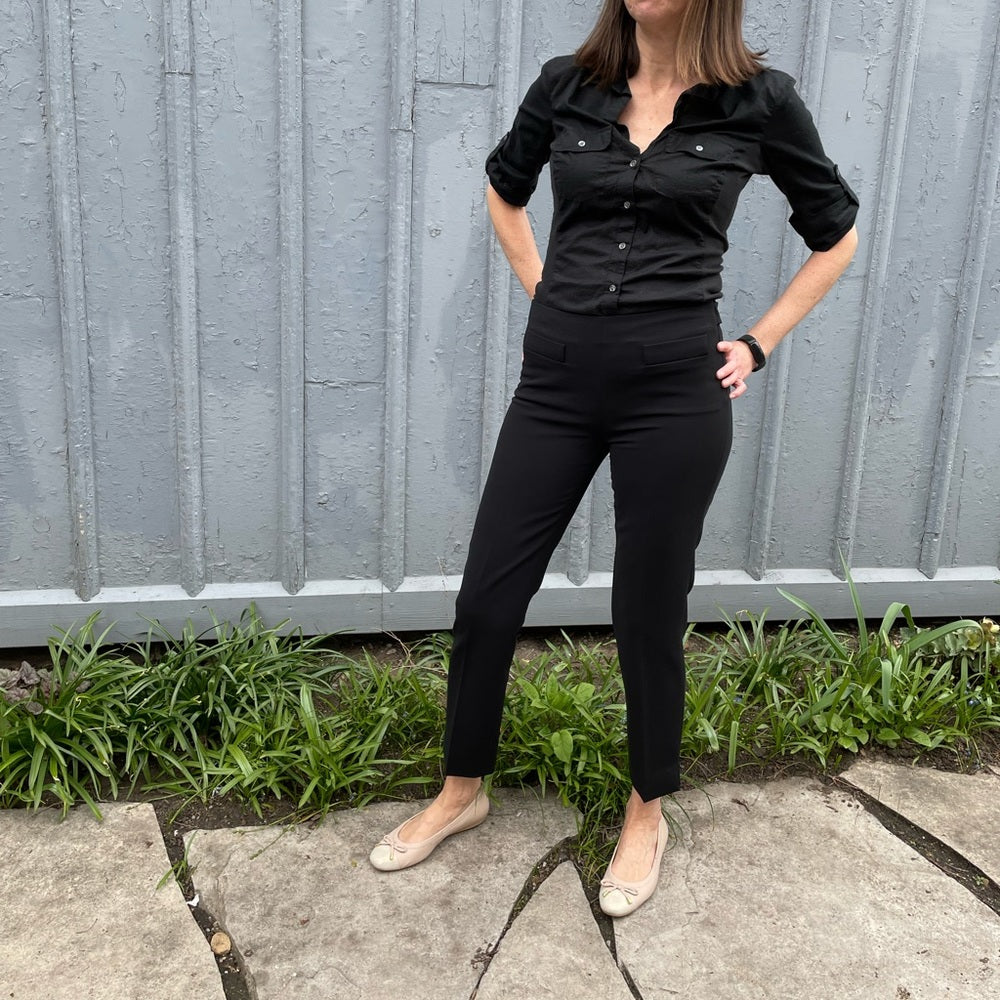 Moschino Cropped Black Flat Front Trousers, Size 6