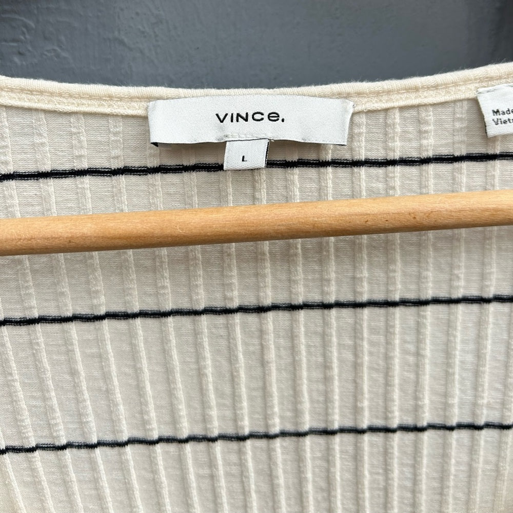 Vince Ribbed Striped Tee, Large