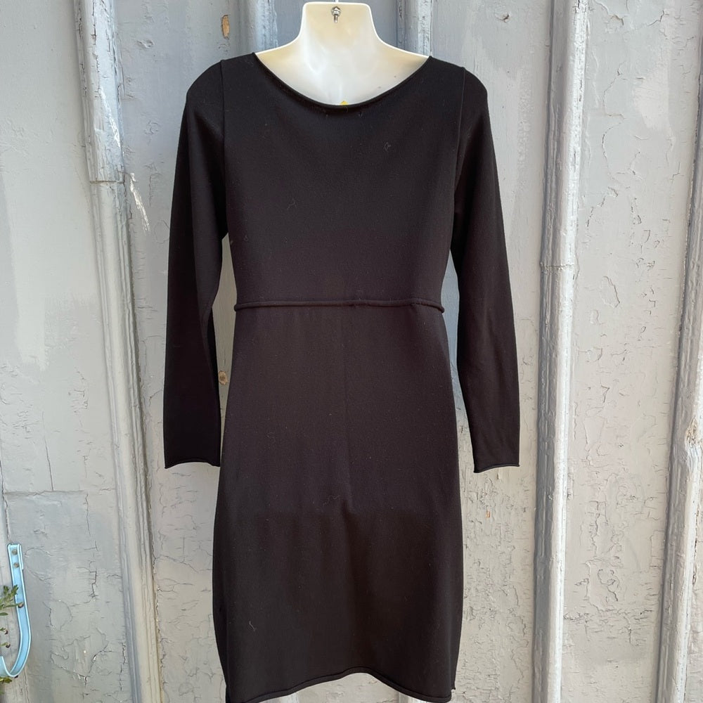 Sarah Pacini Two-Tone Moss Green & Black Long Sleeve Midi Dress, One Size