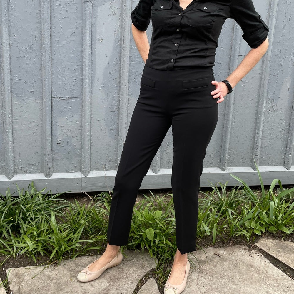 Moschino Cropped Black Flat Front Trousers, Size 6