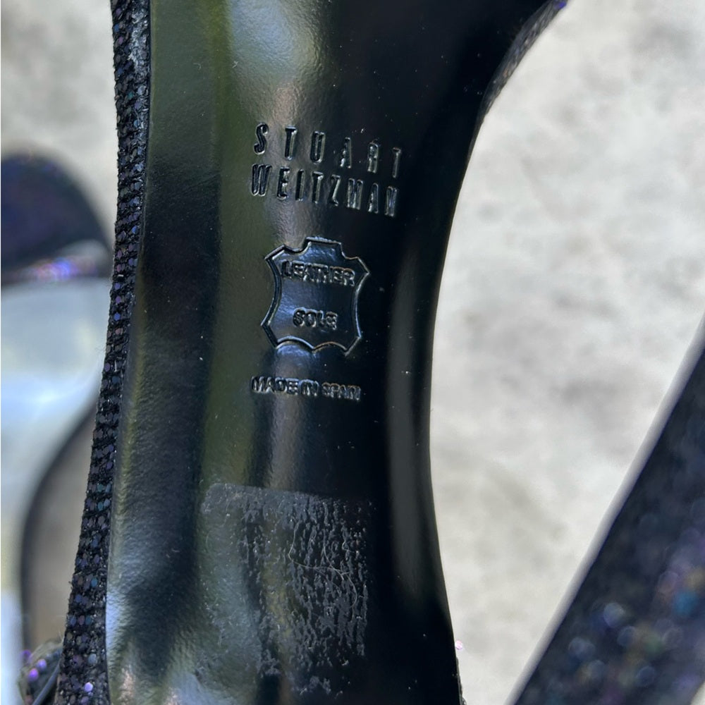Stuart Weitzman Nudistong Glitter Heel, size 7.5