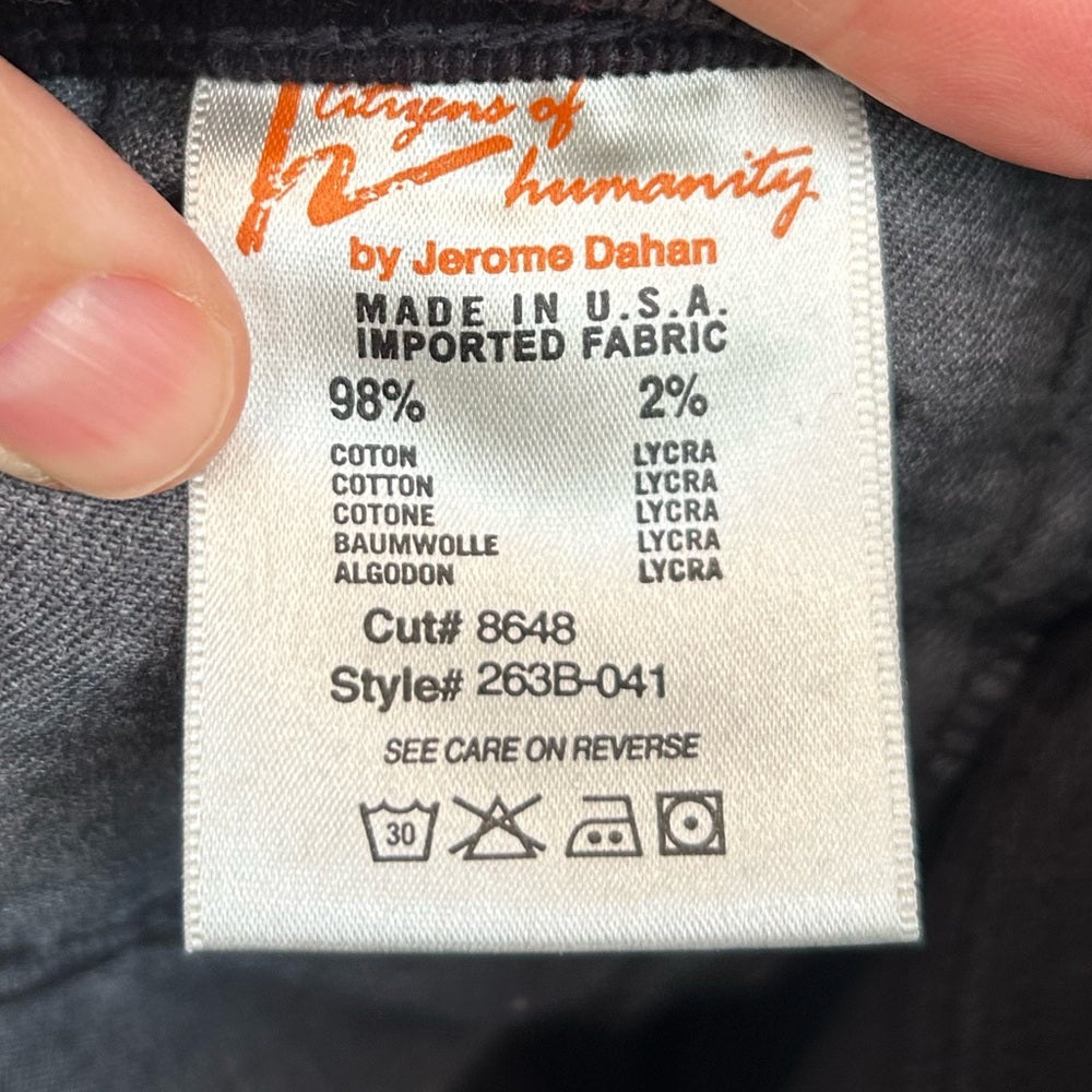 Citizens of Humanity black Amber mid rise bootcut cords, size 27