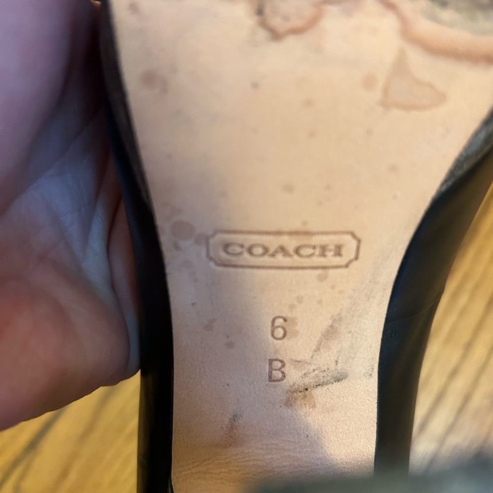 Coach Black Arista Buckle Stacked Heels, size 6