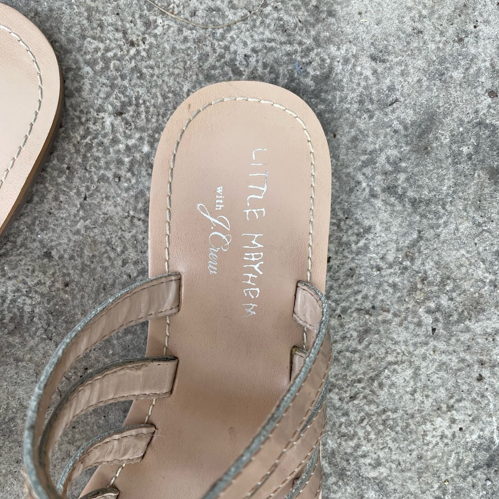 J Crew x Little Mayhem rose gold sandals, size 1