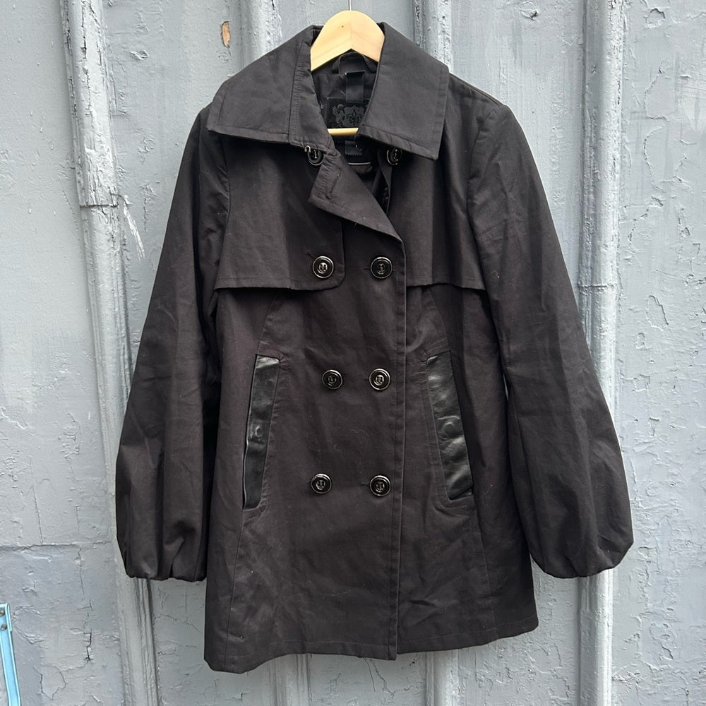 Mackage Black Ballon Sleeve Short trench, size large