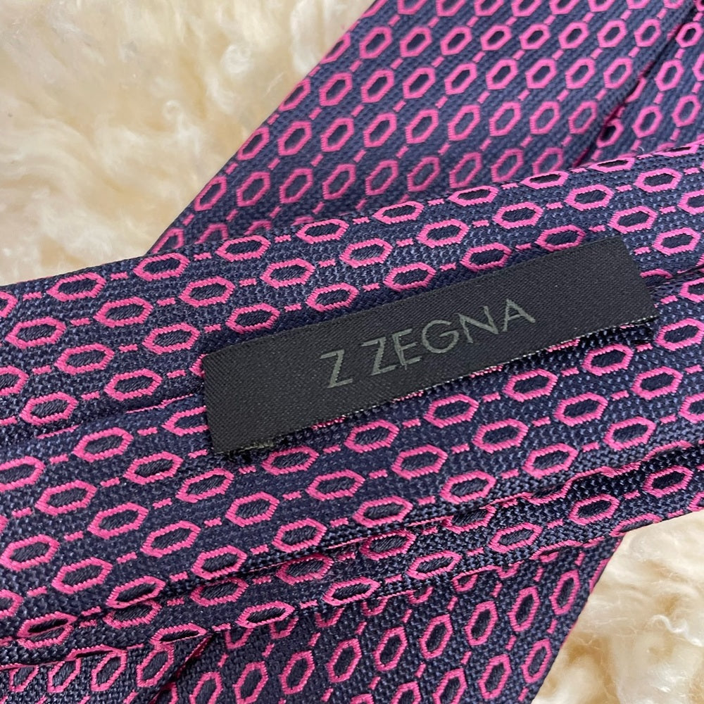 Z Zenga purple silk blend patterned tie