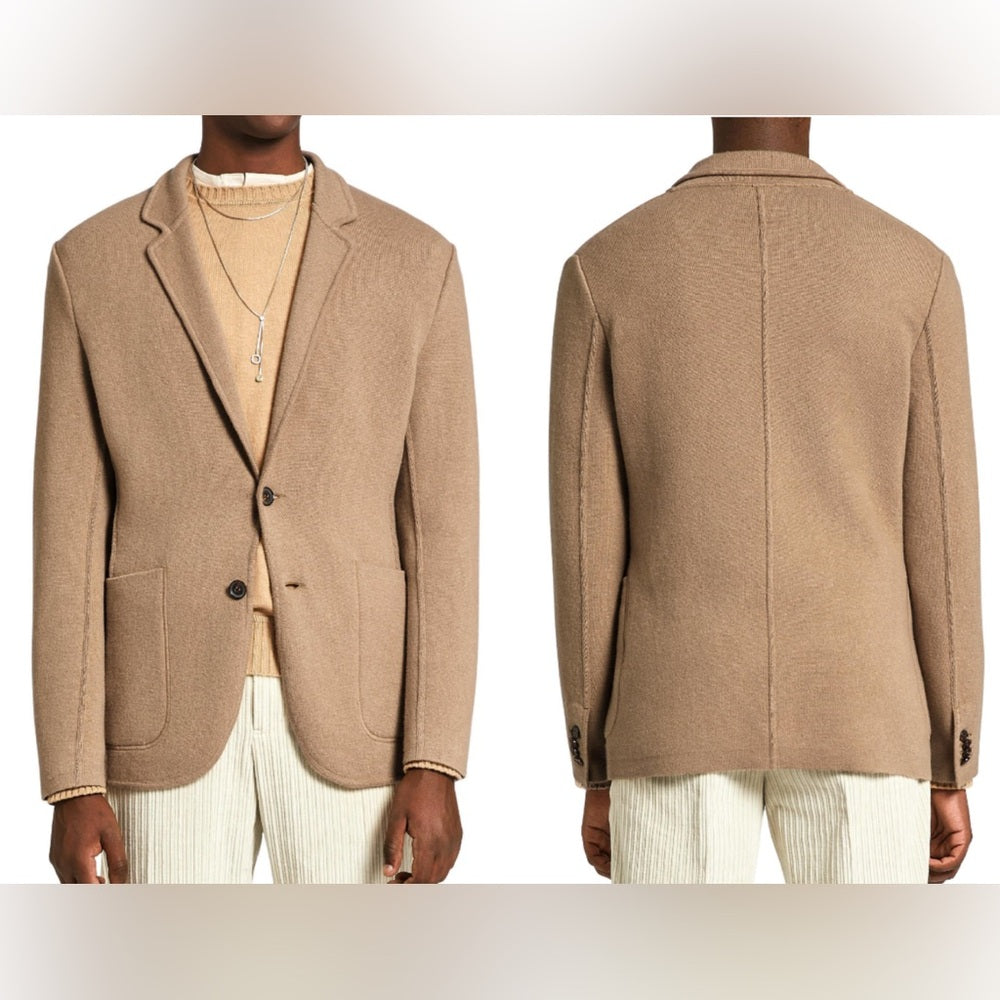 Ermenegildo Zenga Navy Cashmere Cotton Cardigan Blazer, size L/52