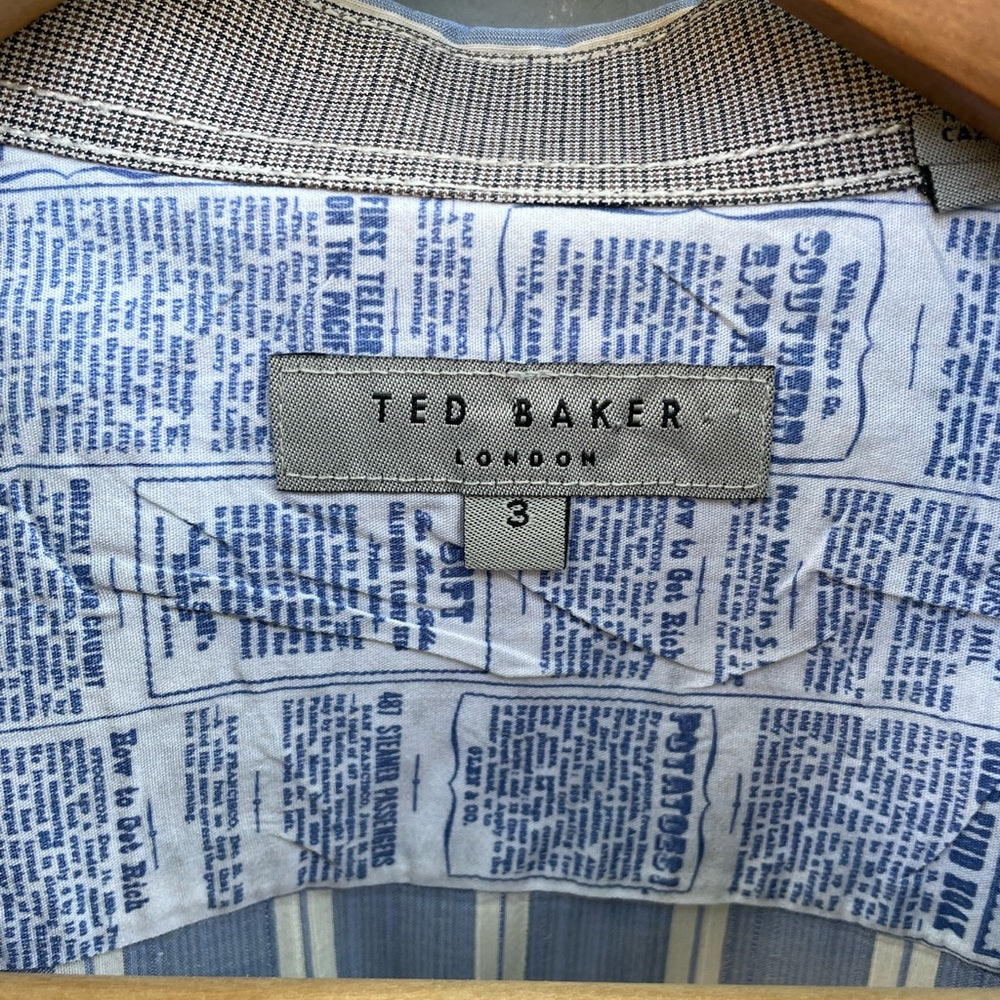 Ted Baker blue/ striped “yorksto” Buttondown, Ted size 3 (medium)