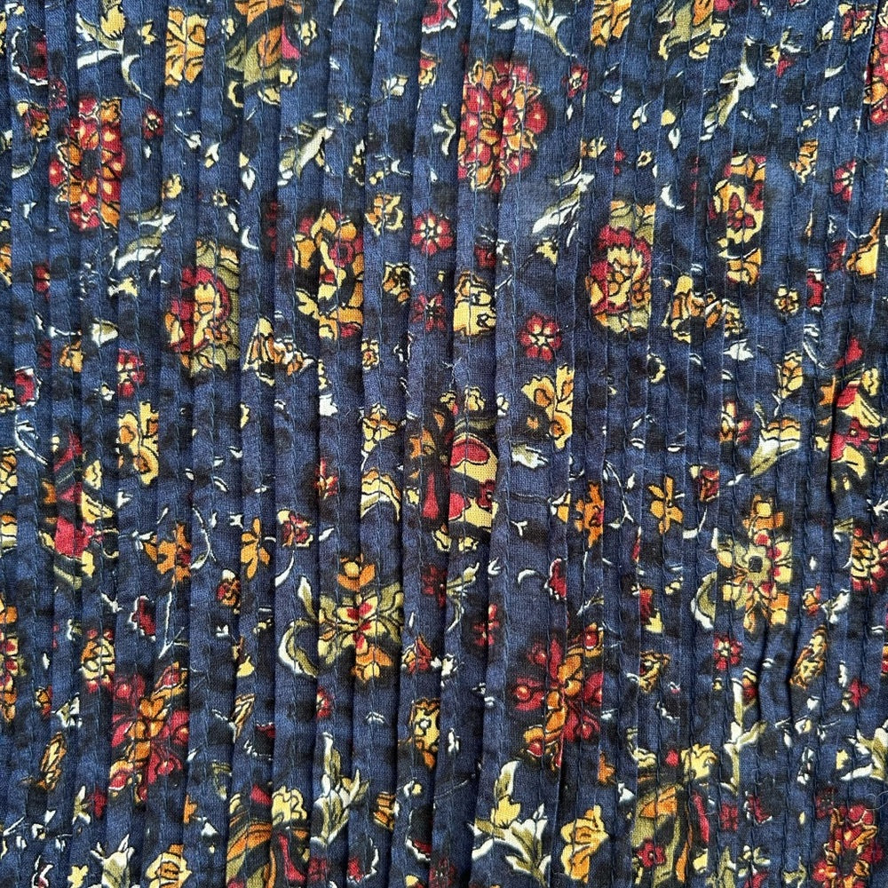 Veronica Beard Navy Floral Smocked Sherwood Blouse, Size 8