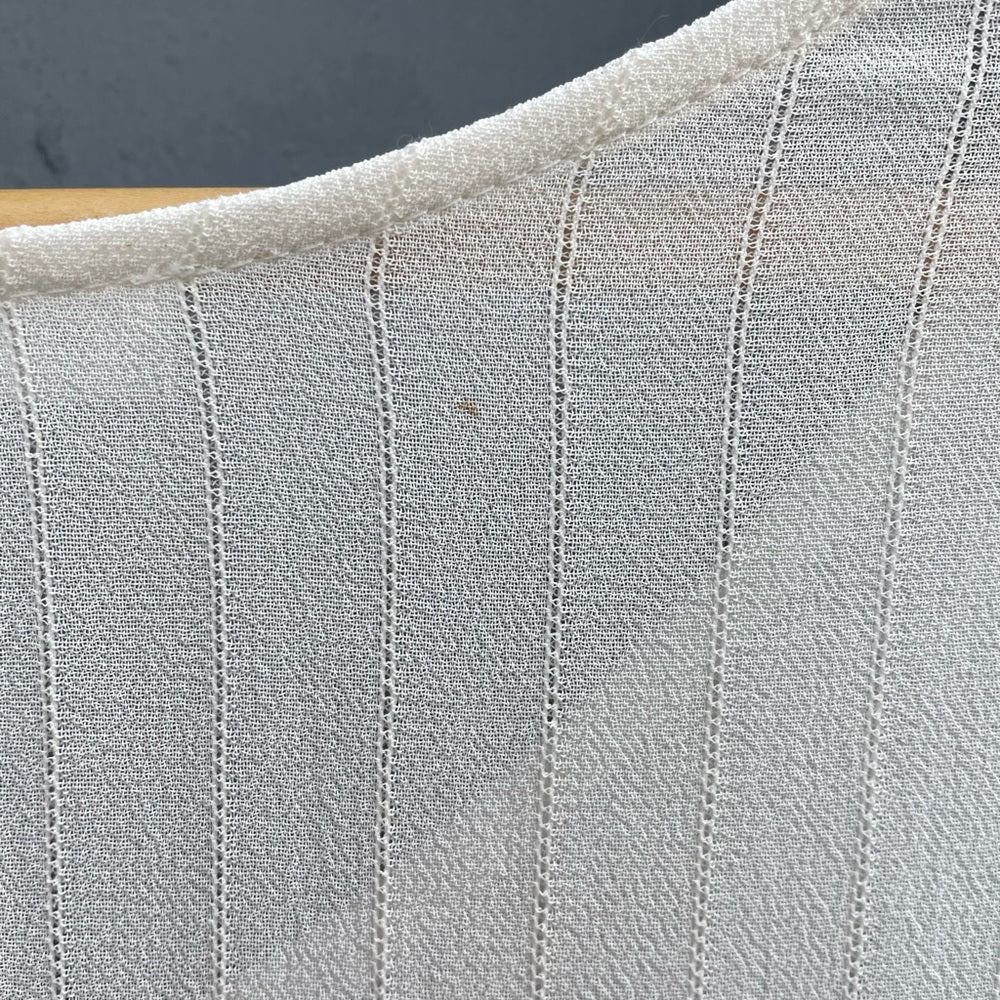 MELISSA NEPTON sheer white V neck blouse loose fit, size Large