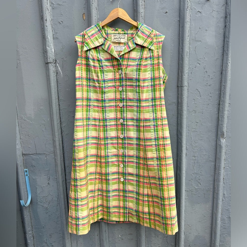Vintage Arkin Collection plaid sleeveless dress, size 20 (modern L/XL)
