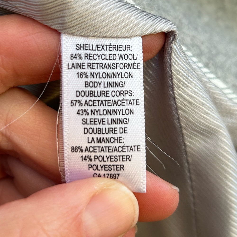 Banana Republic Grey Belted Wool blend jacket, size XS