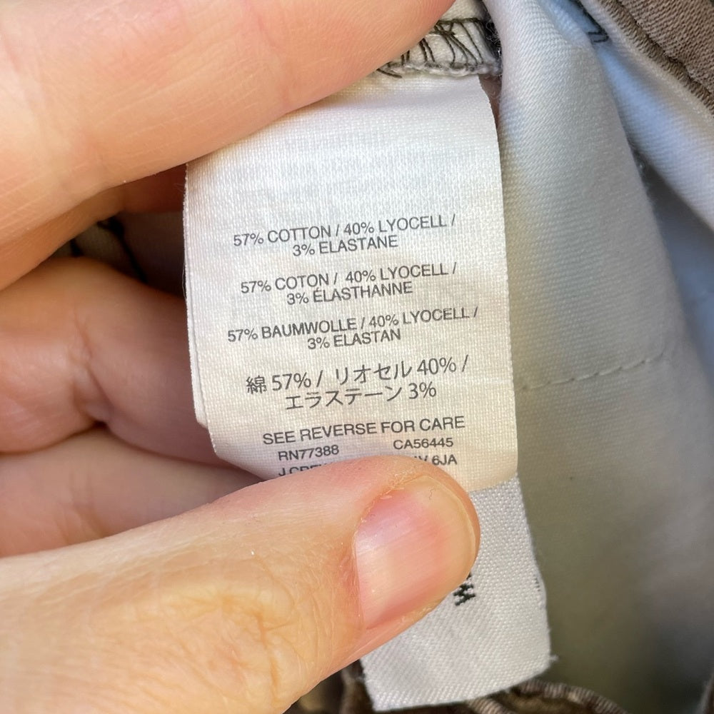 J. Crew 9" Cargo Camouflage Toothpick Pants, size 31