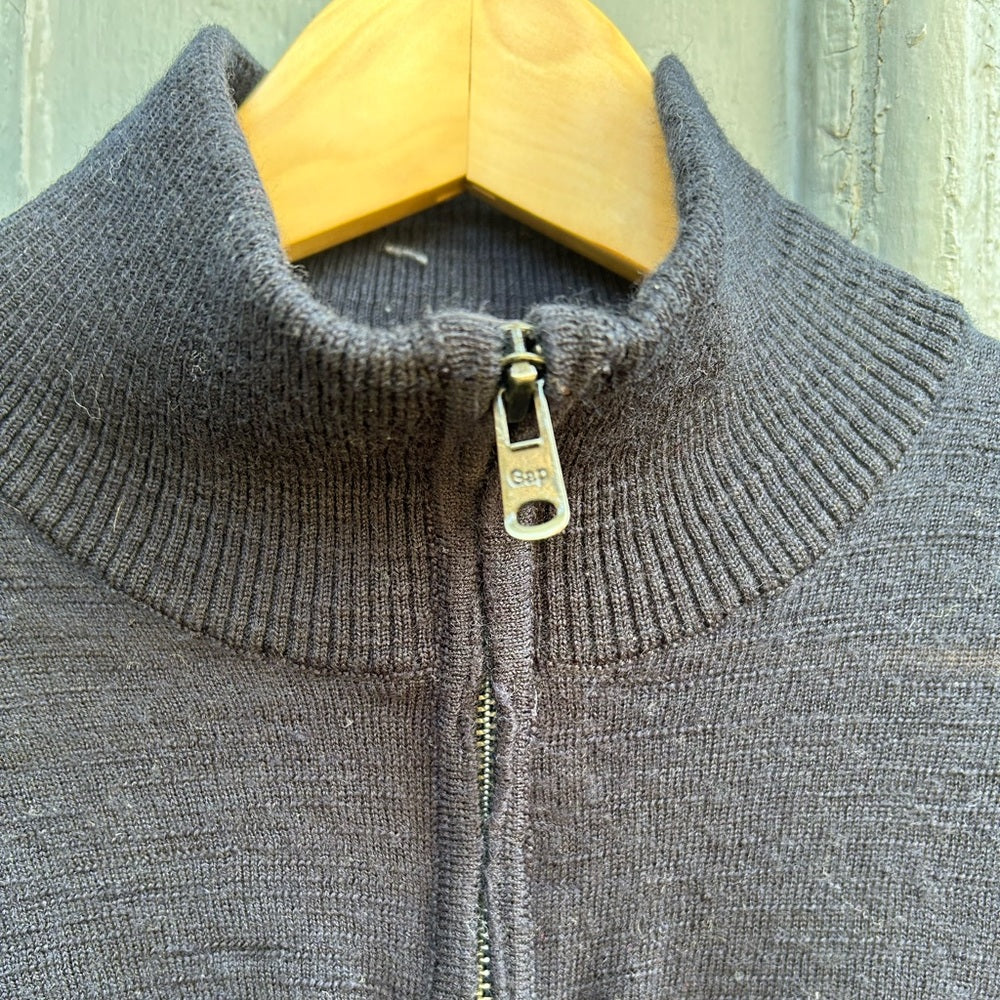 Gap Navy 1/4 zip Slub Merino Sweater, size L