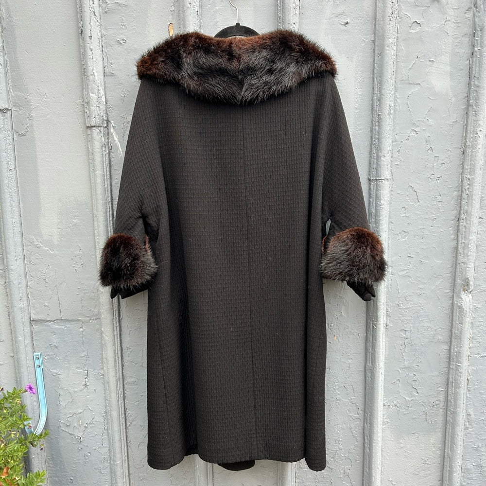 Vintage 1950’s fur trimmed Evening Coat, size Large