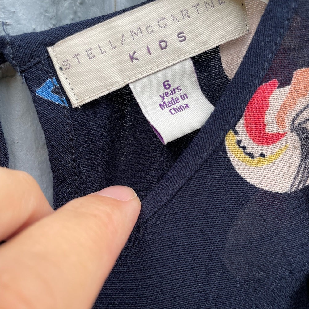 Stella McCartney Kids crepe navy frill dress, Size 6