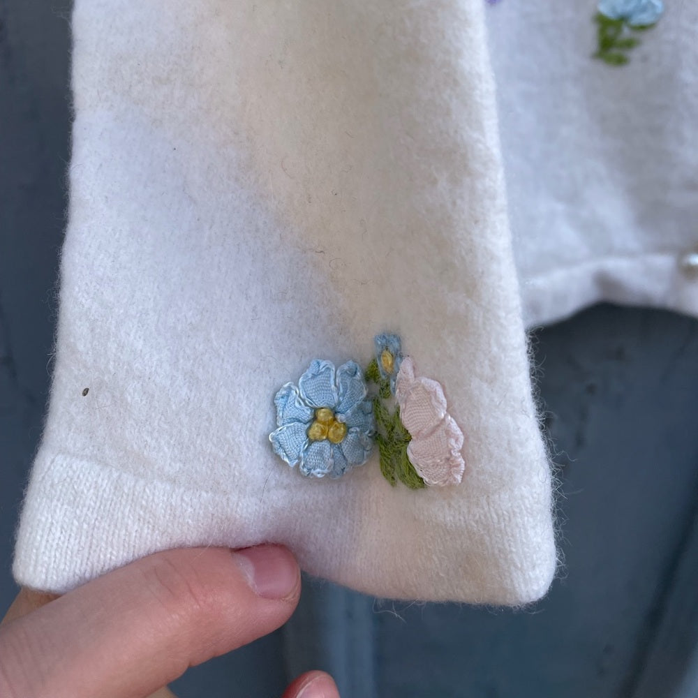 Vintage Simpsons Appliqué Lambswool Angora Cardigan Sweater, 2-3 years old