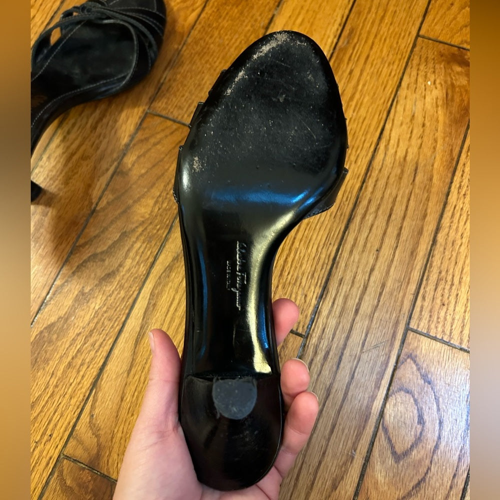 Salvatore Ferragamo Strappy Kitten Heel Sandals, size 8