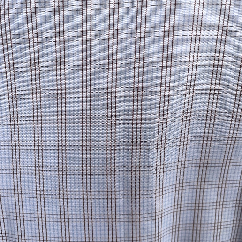 Baumler Brown White Blue Windowpane Check Button down, size 41 (16)