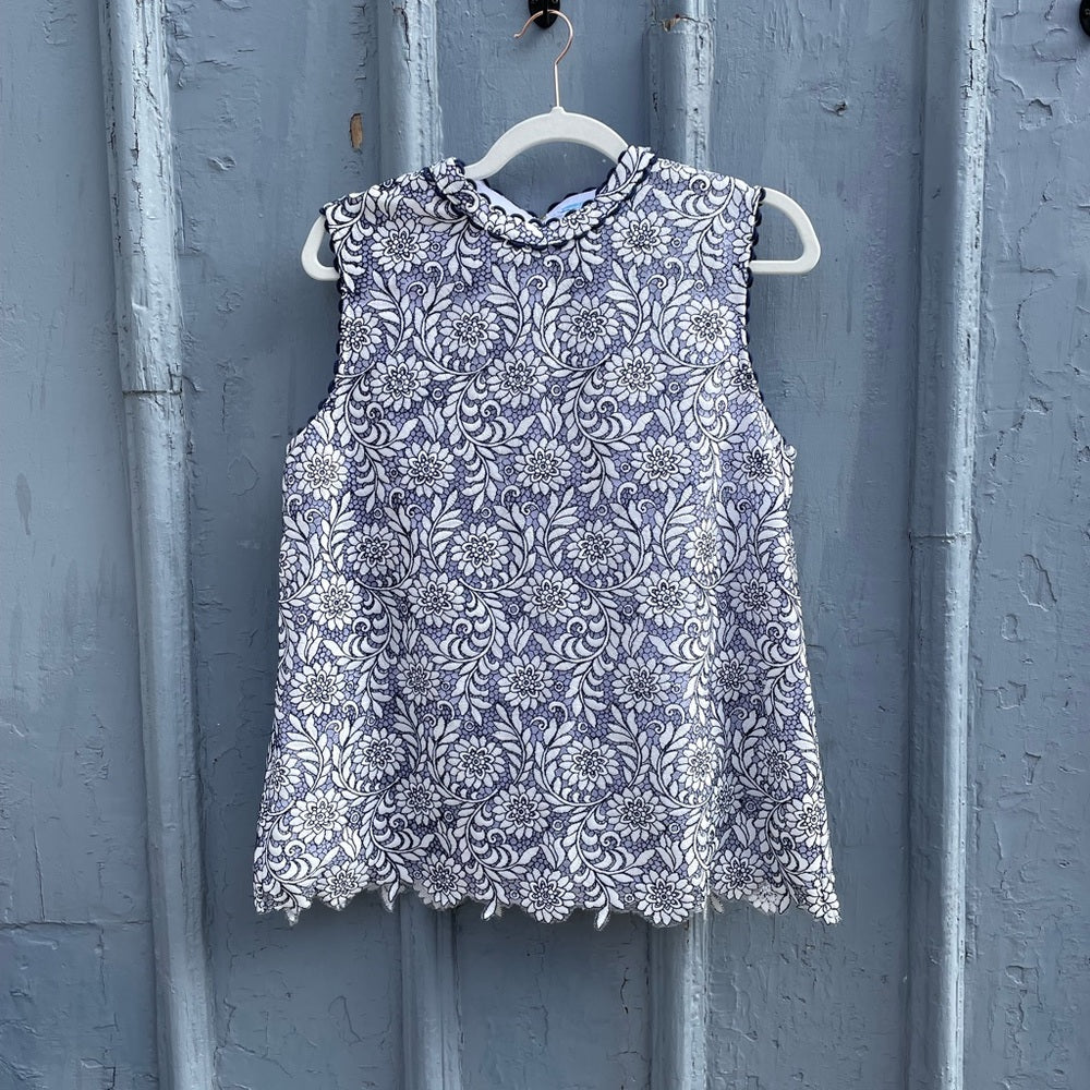 Draper James Magnolia White Floral Lace Top , size 14